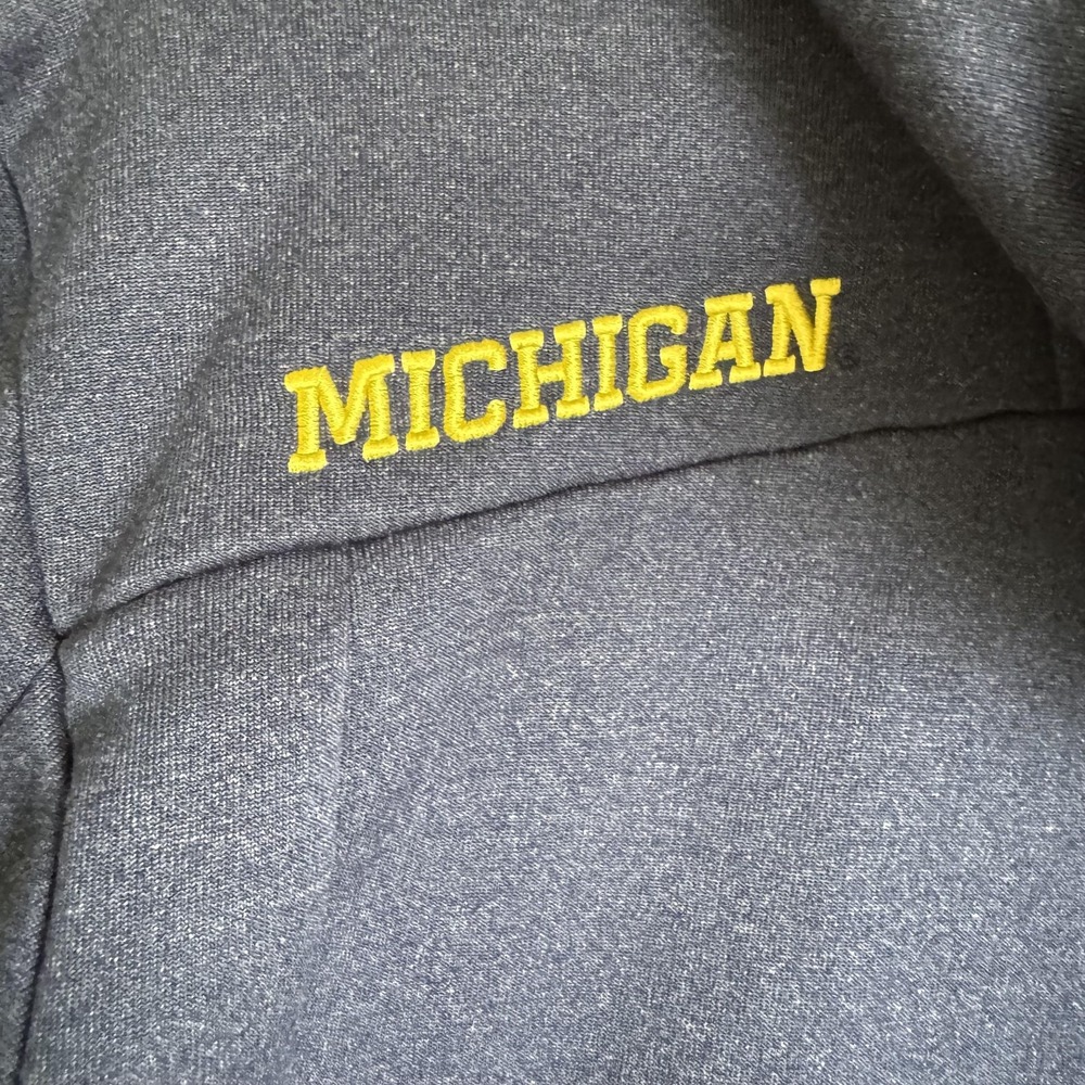 Michigan Wolverines Hoodie Mens Medium‎ Blue NCAA Adidas Quarter Zip Pullover - Picture 6 of 12